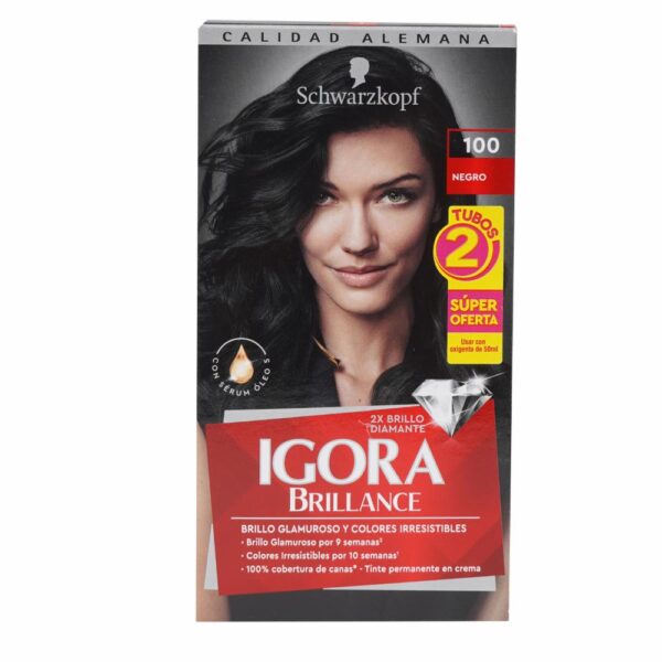 Tinte Capilar Doble Tubo Doble Tubo 100 Negro IGORA BRILLANCE Unidad - Imagen 2