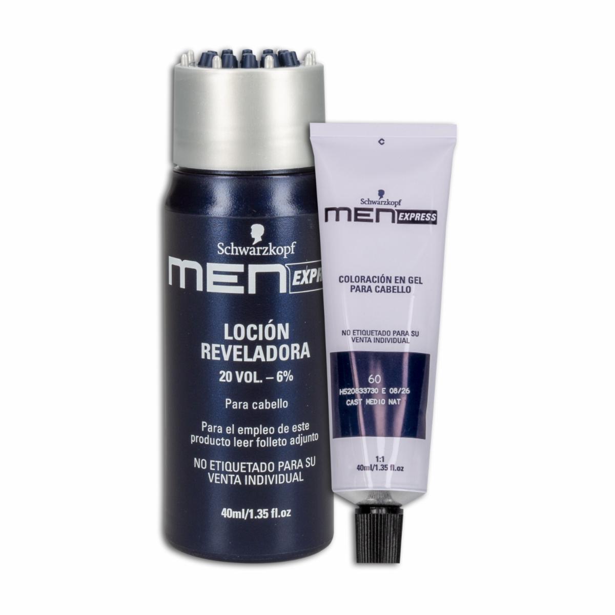Tinte De Cabello En Gel Sin Amoníaco N° 60 Castaño Medio Natural MEN EXPRESS 1 Kit