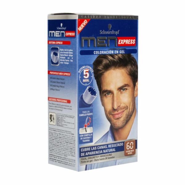 Tinte Para Cabello En Gel Sin Amoníaco N° 60 Castaño Medio Natural MEN EXPRESS 1 Kit - Imagen 2