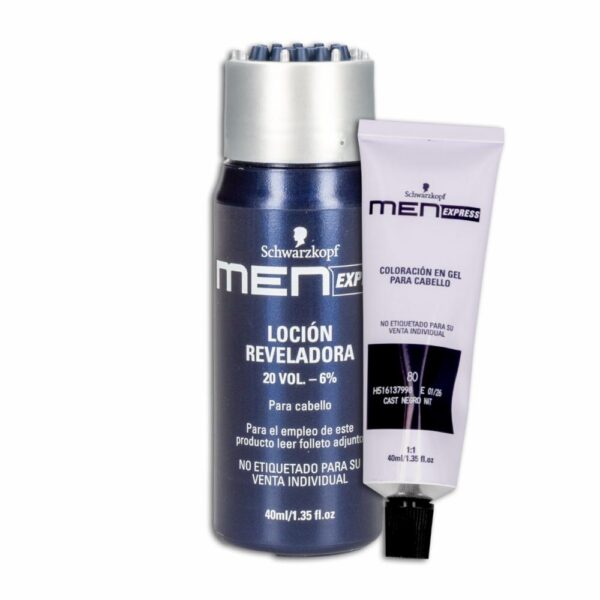 Tinte Para Cabello En Gel Sin Amoníaco N° 80 Castaño Negro Natural MEN EXPRESS 1 Kit - Imagen 3