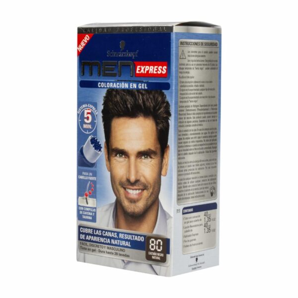 Tinte Para Cabello En Gel Sin Amoníaco N° 80 Castaño Negro Natural MEN EXPRESS 1 Kit - Imagen 5