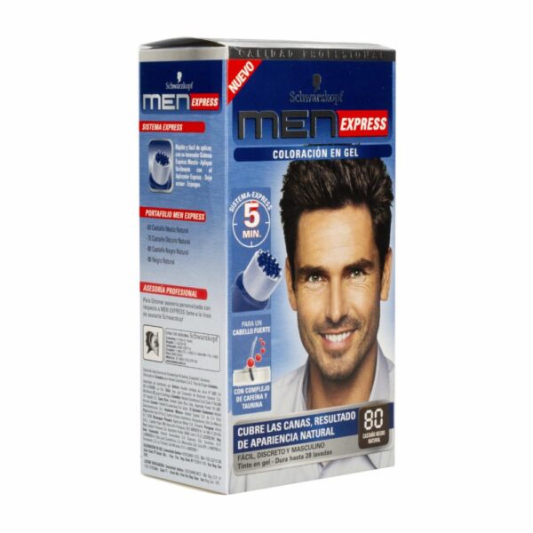 Tinte Para Cabello En Gel Sin Amoníaco N° 80 Castaño Negro Natural MEN EXPRESS 1 Kit - Imagen 5