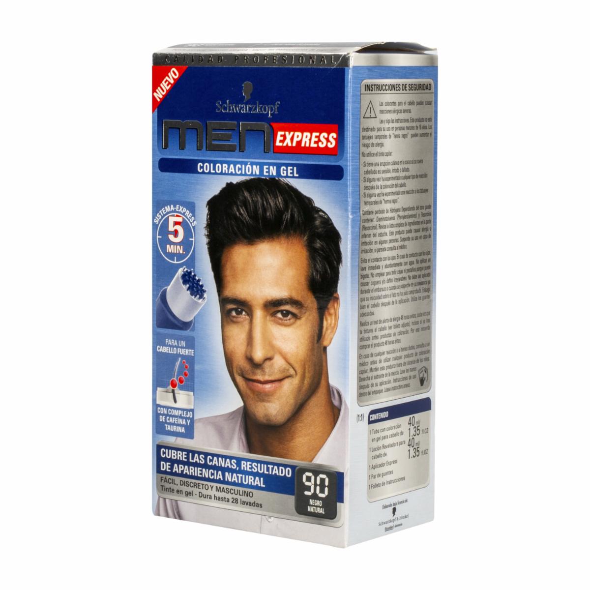 Tinte De Cabello En Gel Sin Amoníaco N° 90 Negro Natural MEN EXPRESS 1 Kit