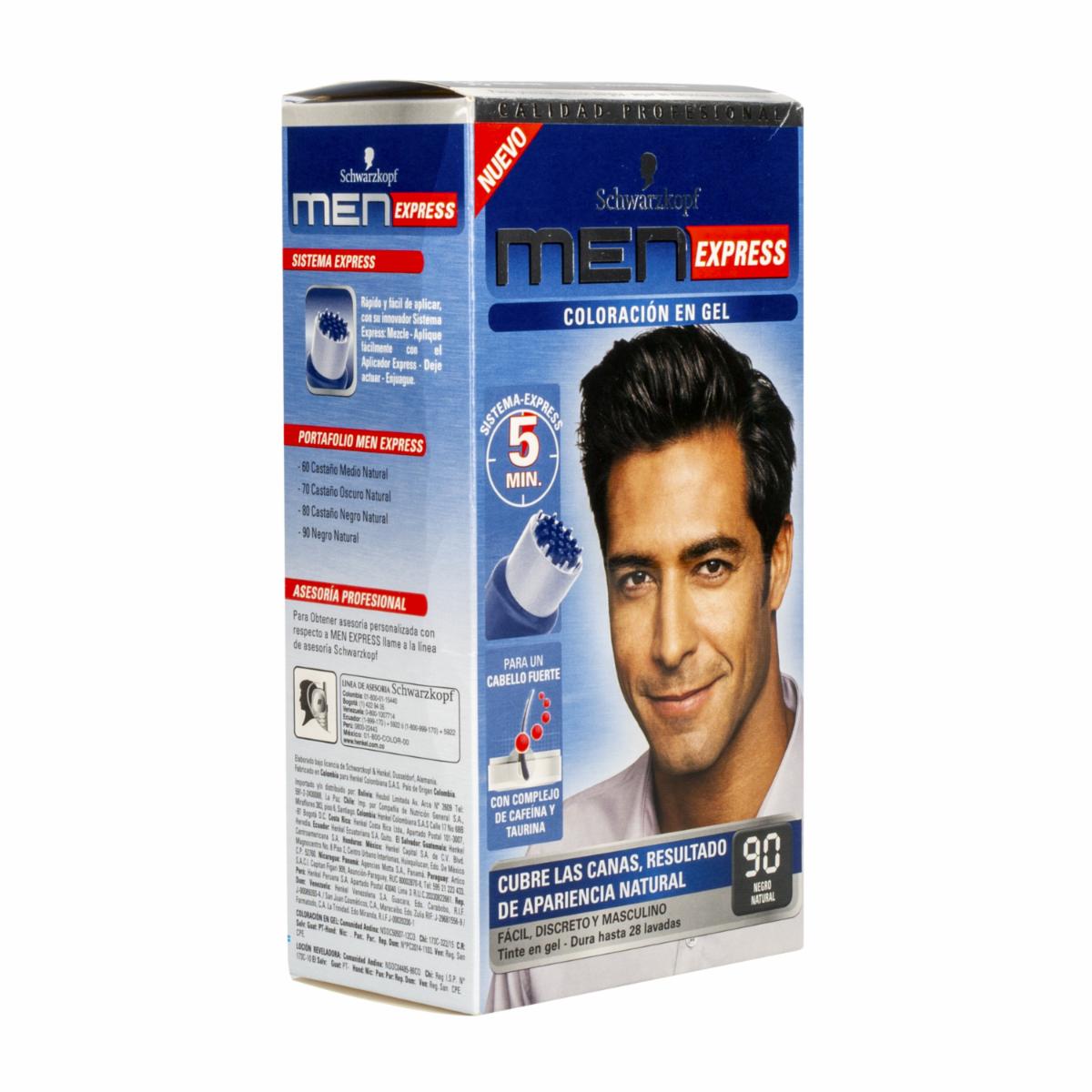 Tinte De Cabello En Gel Sin Amoníaco N° 90 Negro Natural MEN EXPRESS 1 Kit