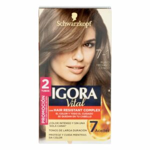 Tinte Capilar Doble Tubo Rubio Medio Cenizo 7-1 IGORA Unidad