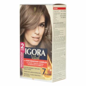 Tinte Capilar Doble Tubo Rubio Medio Cenizo 7-1 IGORA Unidad