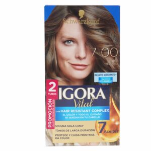 Tinte Capilar Doble Tubo Rubio Medio 7-00 IGORA VITAL Unidad