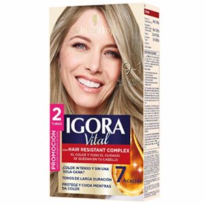 Tinte Capilar Doble Tubo Rubio Extra Claro Cenizo 9-1 IGORA Unidad