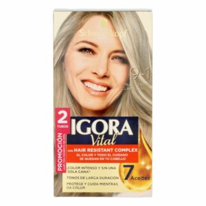 Tinte Capilar Doble Tubo Rubio Extra Claro Cenizo 9-1 IGORA Unidad