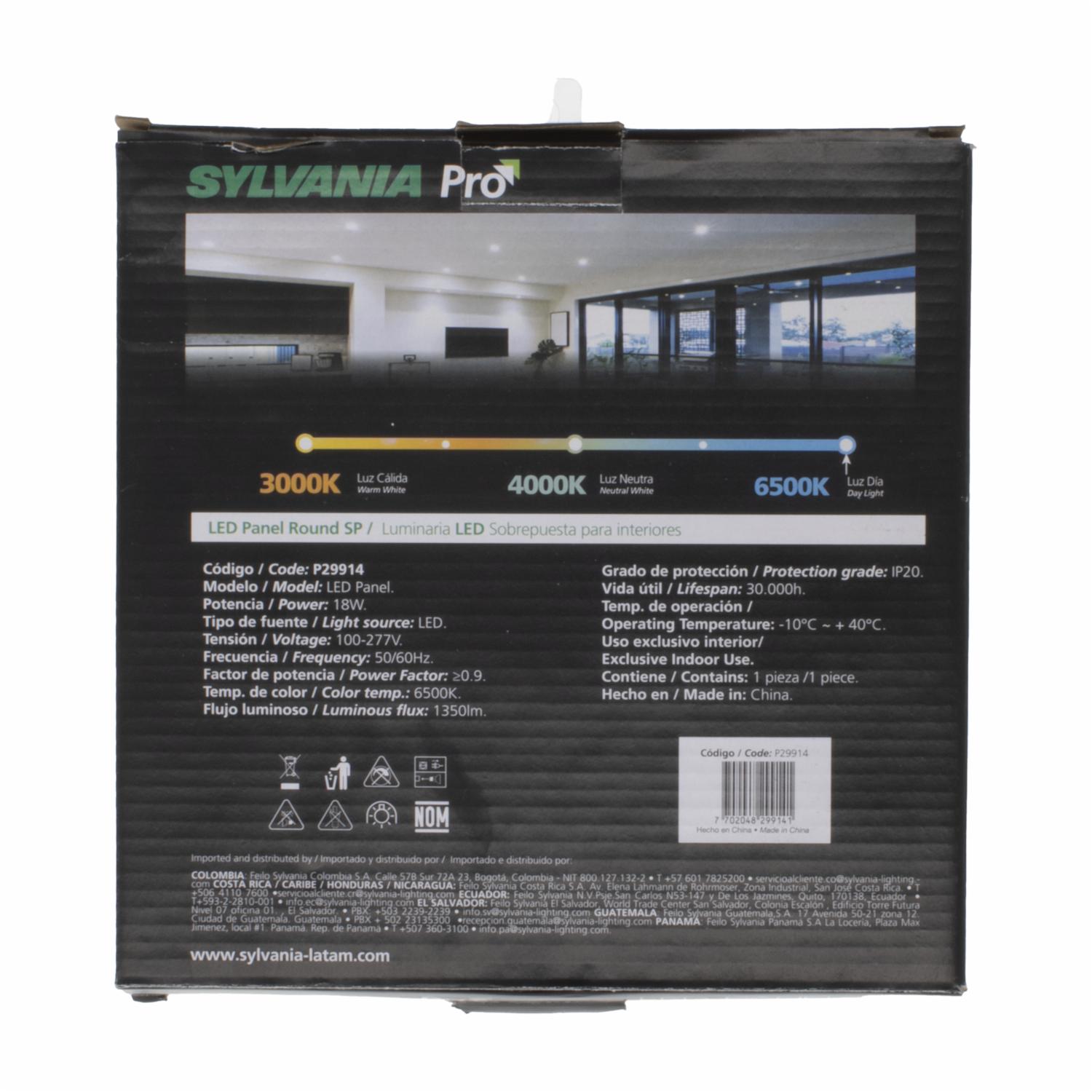 Panel De Luz Sobrepuesto Redondo SYLVANIA 18 W Dia