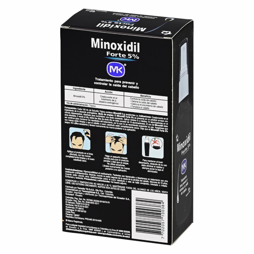 Minoxidil Loción Forte Tratamiento Anticaída Al 5% MK 60 Ml - Imagen 2