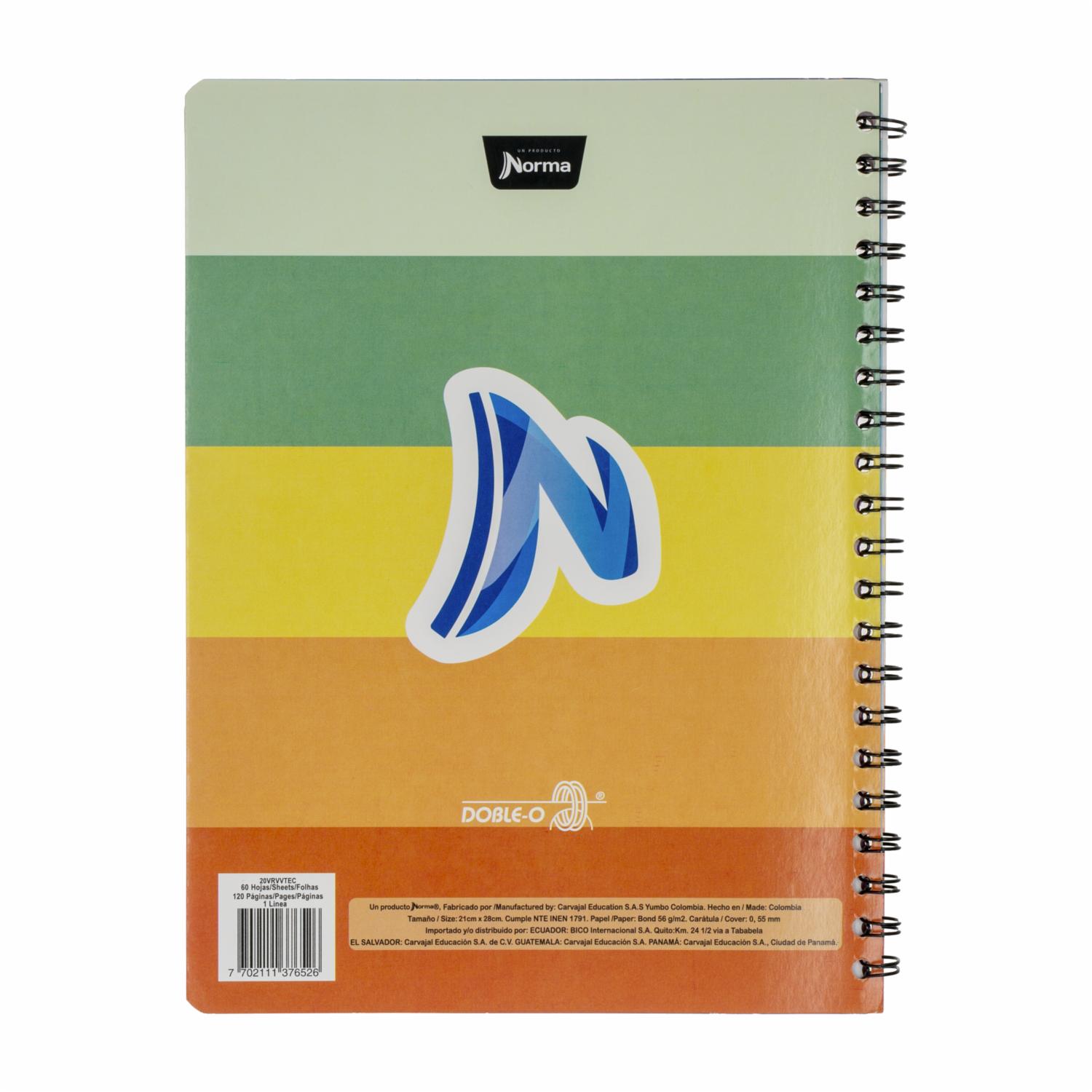 Cuaderno Universitario Argollado 1 Línea NORMA 60 Hojas - Imagen 2