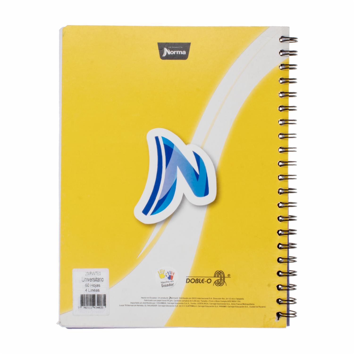Cuaderno Universitario Argollado 4 Líneas NORMA 60 Hojas - Imagen 2
