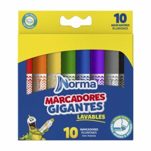 Marcadores Plumones Gigantes Lavables NORMA X 10 Uds