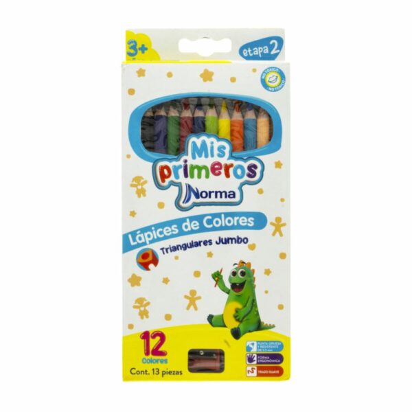 Lápices De Colores Gigantes Triangulares NORMA X 12 Uds