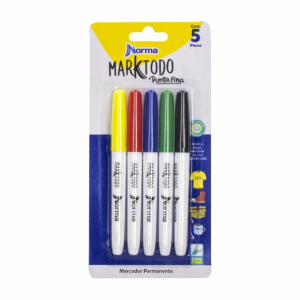 Marcador Permanente Punta Fina Blister X 5 NORMA X 5 Uds