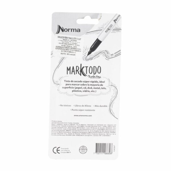 Marcador Permanente Punta Fina Blister X 5 NORMA X 5 Uds - Imagen 2
