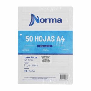 Hojas A4 De 2 Lineas NORMA X 50 Uds