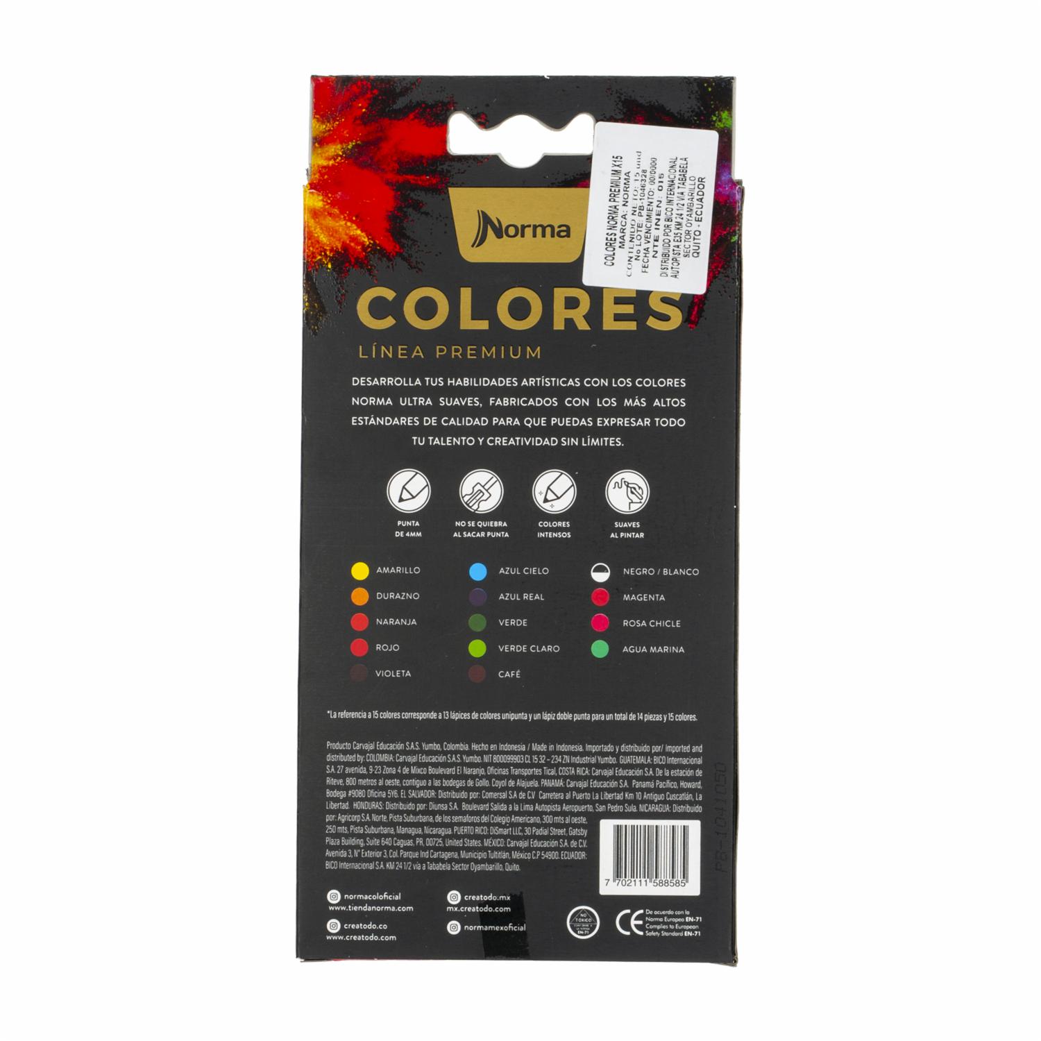 Lápices De Colores Premium NORMA X 15 Uds - Imagen 2