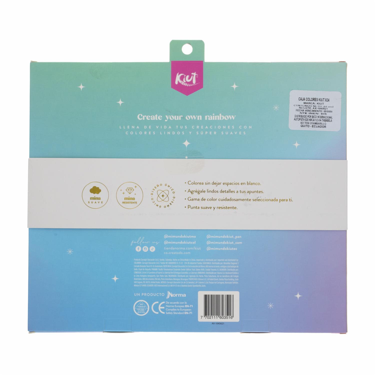 Lápices De Colores Punta Super Suave KIUT X 24 Uds