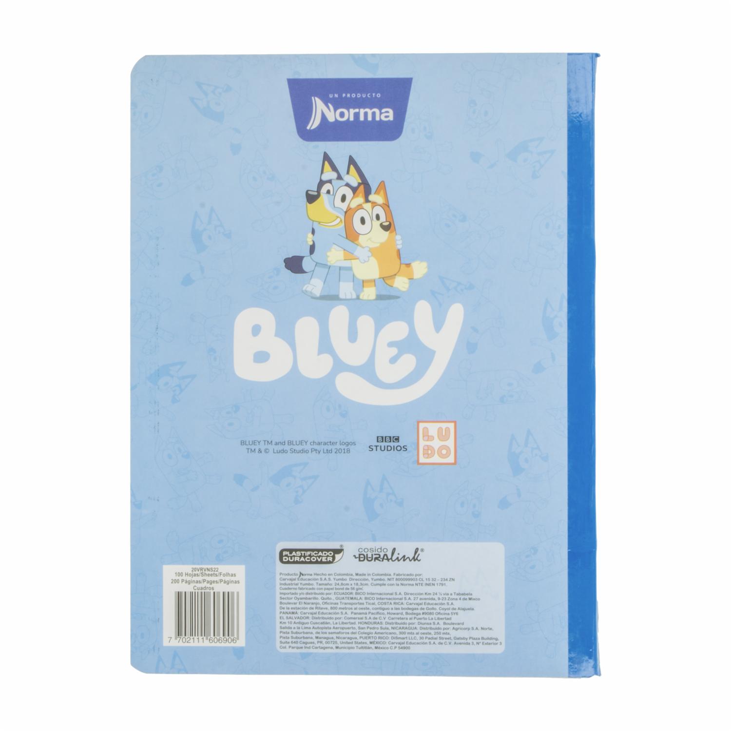 Cuaderno Cosido Bluey Cuadros Parvulario NORMA 100 Hojas - Imagen 2