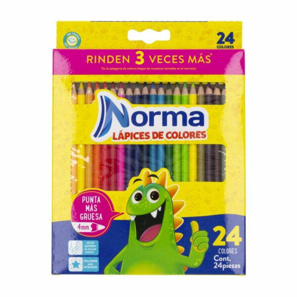 Lápices De Colores Triangulares Nueva Presentación NORMA X 24 Uds