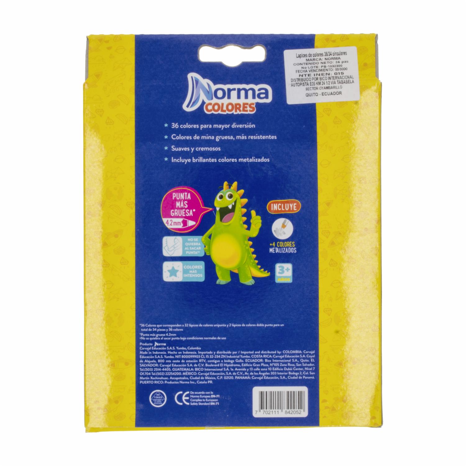 Lápices De Colores Punta Gruesa NORMA X 36 Uds
