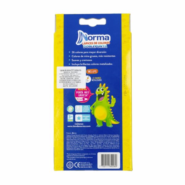 Lápices De Colores Doble Punta Nueva Presentación NORMA X 13 Uds - Imagen 2