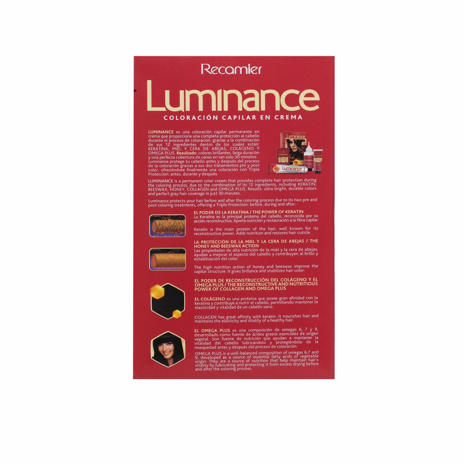 Tinte De Cabello Negro Luminoso Doble Tubo 1 LUMINANCE Kit 2 X 60 G