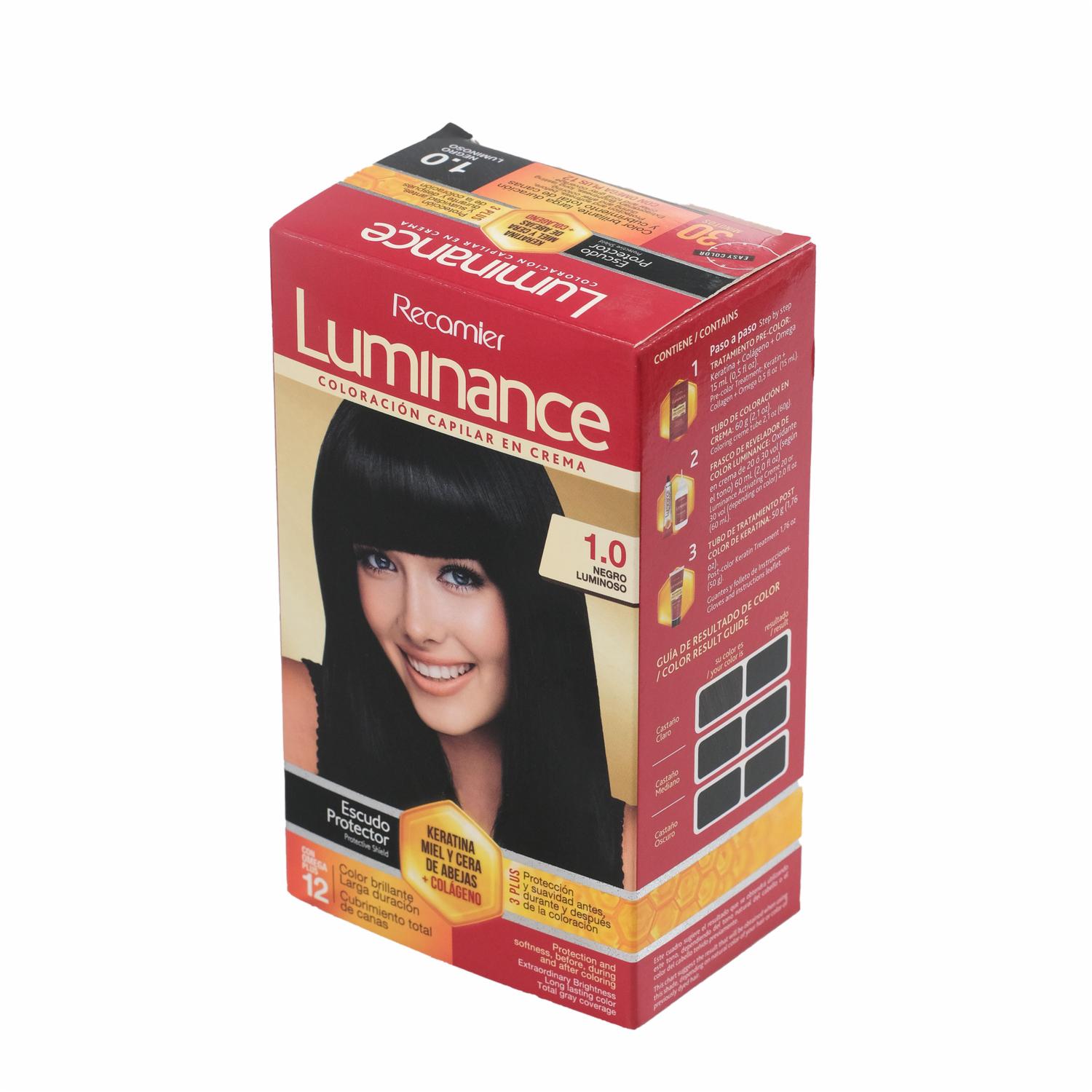 Tinte De Cabello Negro Luminoso Doble Tubo 1 LUMINANCE Kit 2 X 60 G