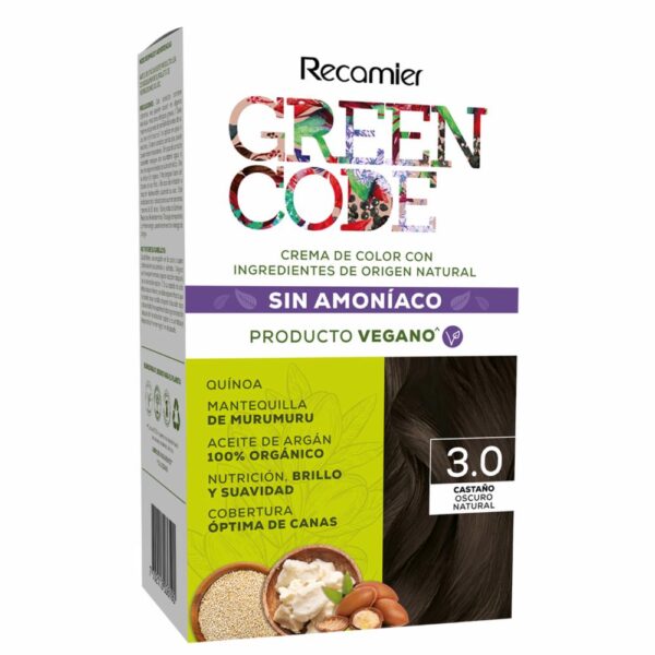 Tinte De Cabello Castaño Oscuro Natural 3.0 Sin Amoníaco GREEN CODE Kit 50 G