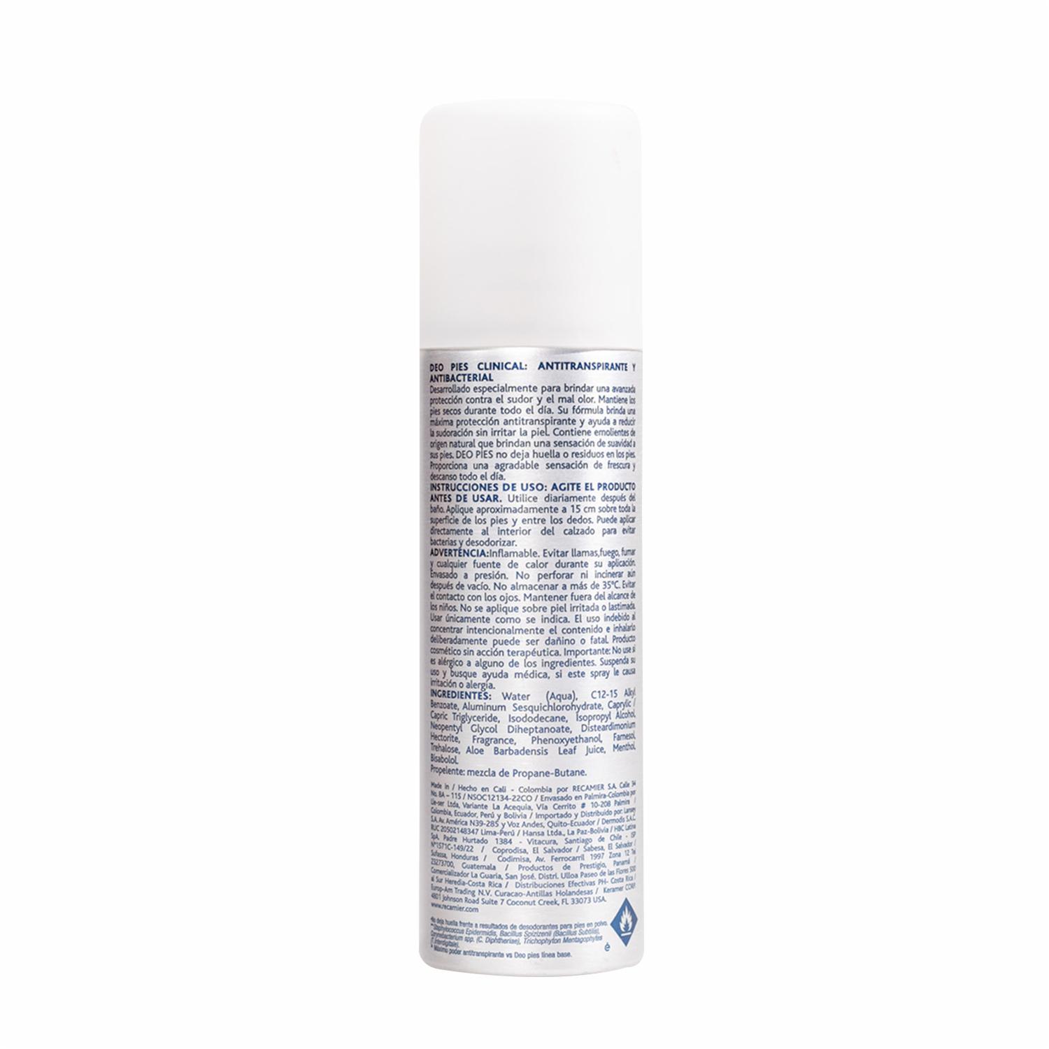 Desodorante Para Pies En Spray Clinical 24 Horas DEO PIES 260 Ml - Imagen 2