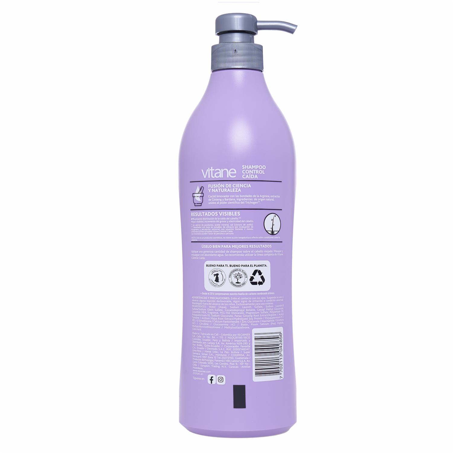 Shampoo Para Cabello Acción Anticaída Arginina VITANE 1000 Ml - Imagen 2