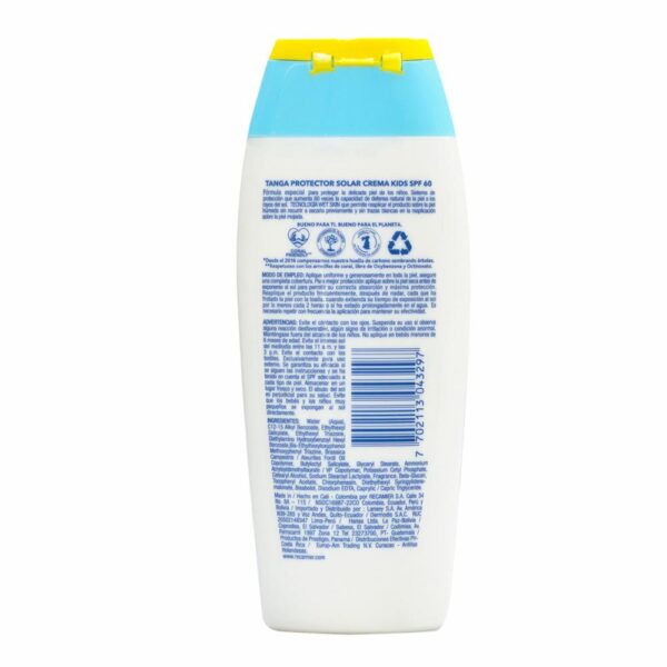 Bloqueador Solar Infantil Kids En Crema SPF 60 TANGA 130 Ml - Imagen 2