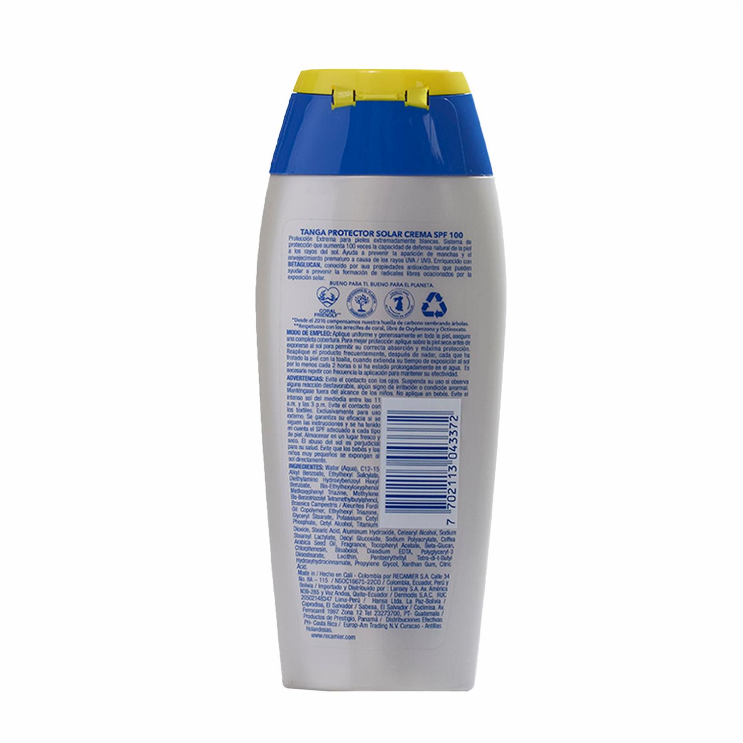Protector Solar En Crema SPF 100 TANGA 130 Ml