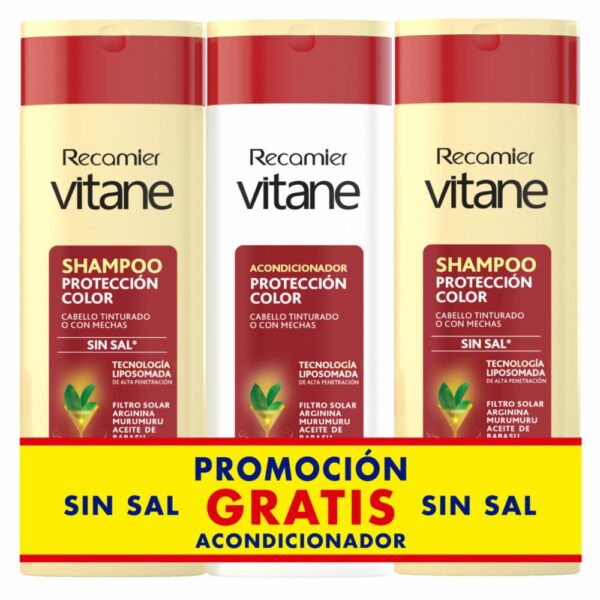 Shampoo Para Cabello Color Safe X2 Gratis Acondicionador VITANE 3 x 400 Ml