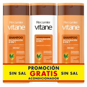 Shampoo Para Cabello Restauración 6en1 X2 Gratis Acondicionador VITANE 3 x 400 Ml