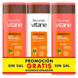Shampoo Para Cabello Liso Brasilero + Acondicionador VITANE 3 x 400 Ml