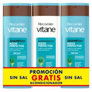 Shampoo Para Cabello Rizos Perfectos + Acondicionador VITANE 3 x 400 Ml