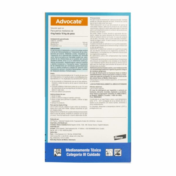 Pipeta Antiparasitario Para Perros De 4-10Kg ADVOCATE 1 ML - Imagen 3