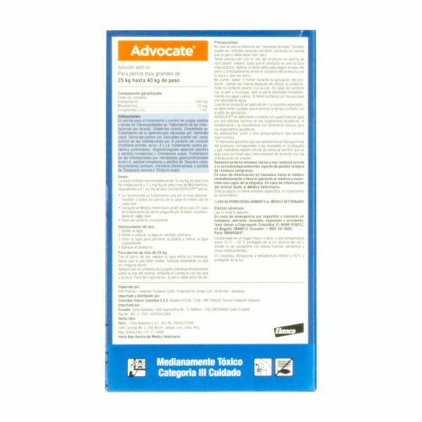 Pipeta Anti Parásitos Para Perro Grandes De 25 a 40 KG ELANCO 4 Ml - Imagen 2