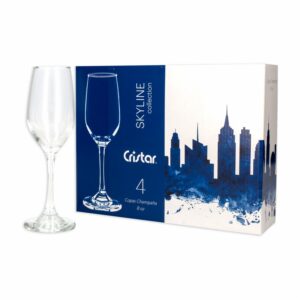Set De Copas Brunello Champaña Est Liso Skyline 5470el4 CRISTAR 4 Piezas
