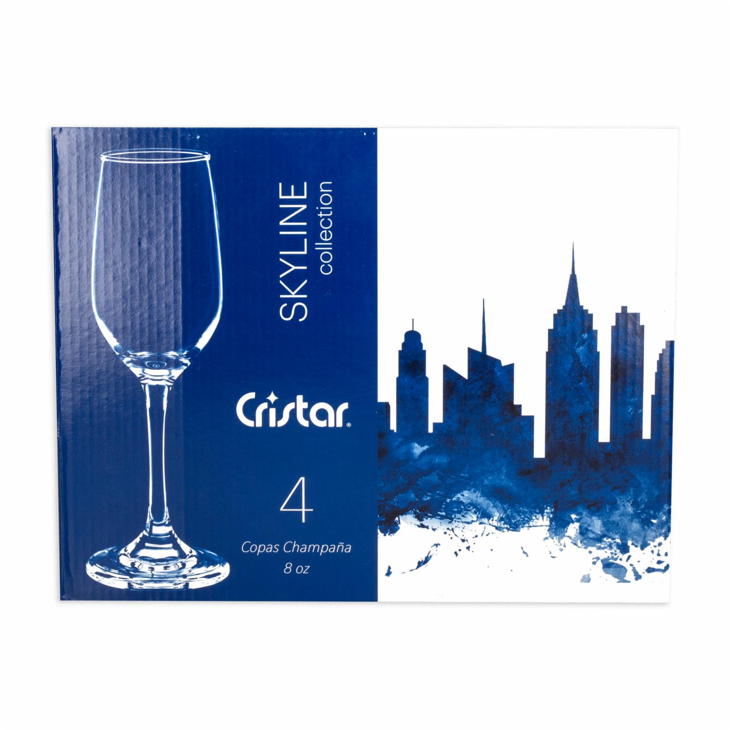 Set De Copas Brunello Champaña Est Liso Skyline 5470el4 CRISTAR 4 Piezas - Imagen 4