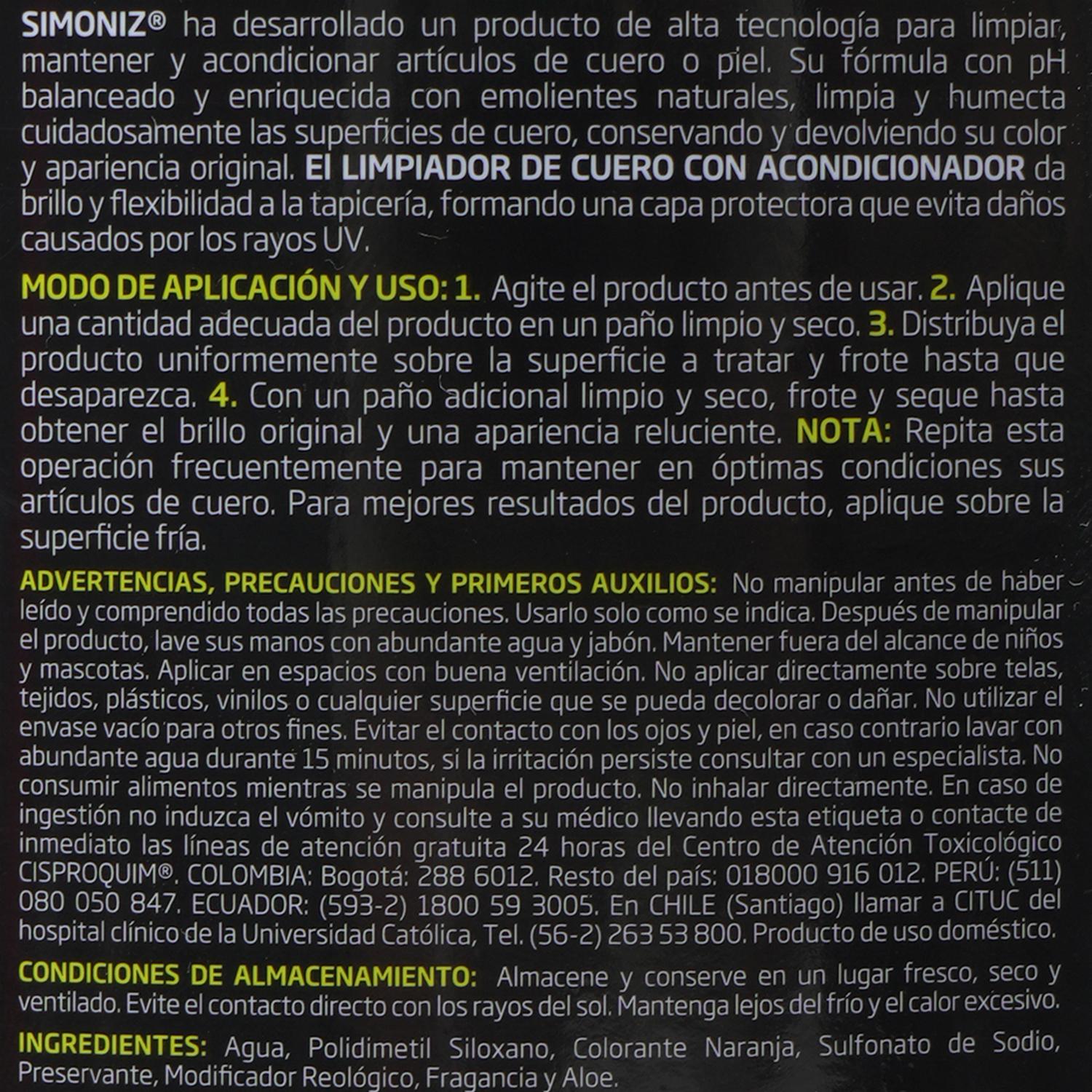 Limpiador De Cuero Con Acondicionador SIMONIZ Unidad - Imagen 2