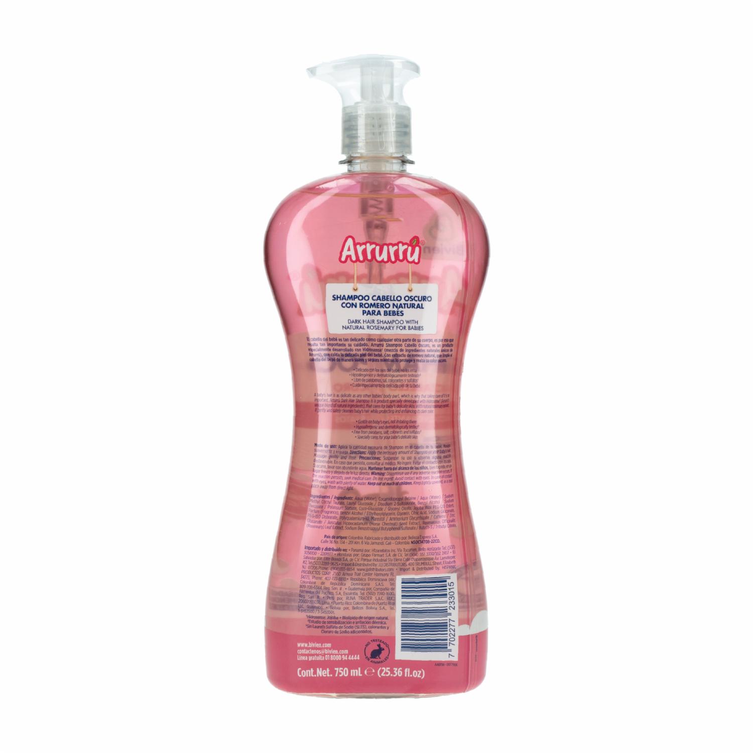 Shampoo Infantil Para Cabello Oscuro ARRURRÚ 750 Ml - Imagen 2