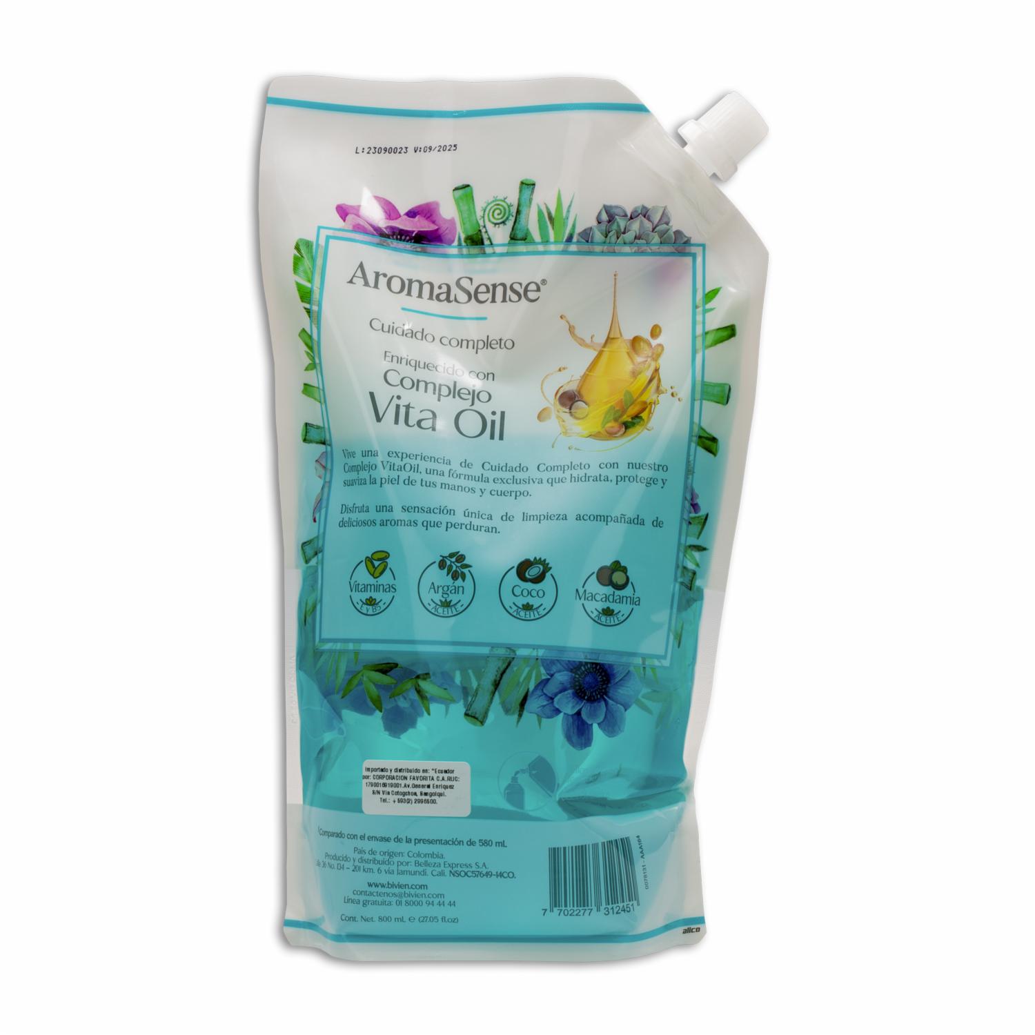 Jabón Cremoso De Aqua Bambú Para Cuerpo Y Manos AROMAESENSE 800 Ml - Imagen 2