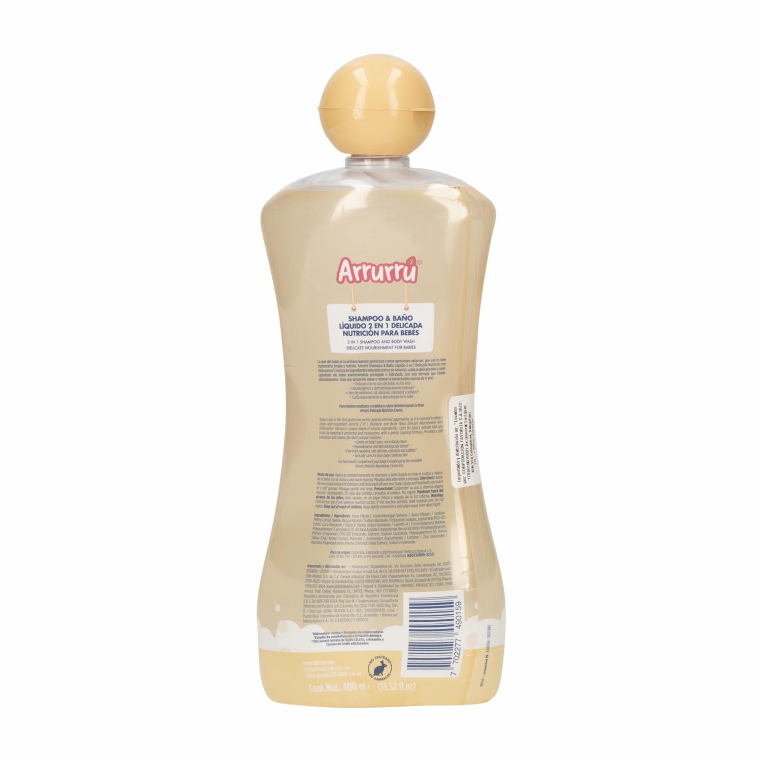 Shampoo Infantil Y Baño Seco 2 en 1 Delicada Nutrición ARRURRÚ 400 Ml - Imagen 2