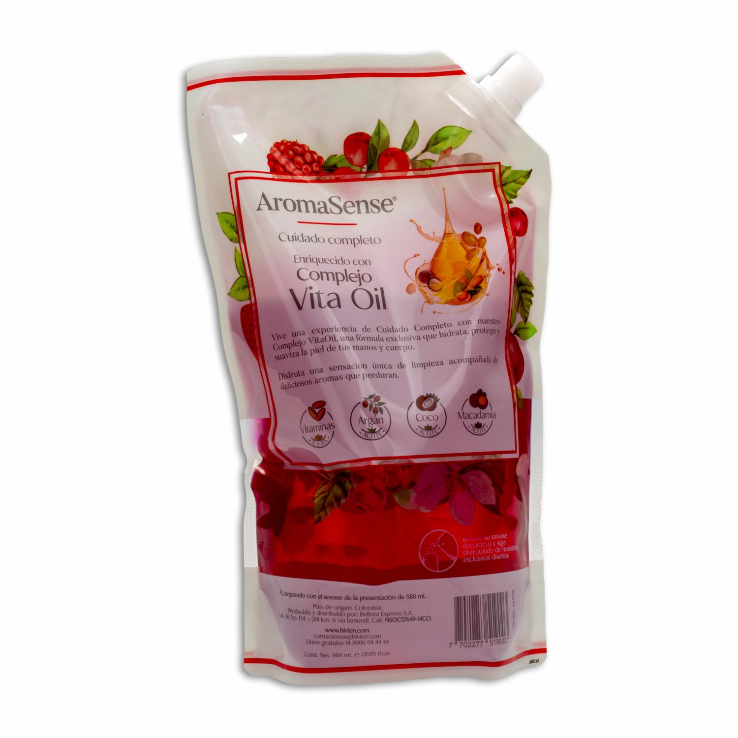 Jabón Cremoso De Frutos Rojos Para Cuerpo Y Manos AROMAESENSE 800 Ml - Imagen 2