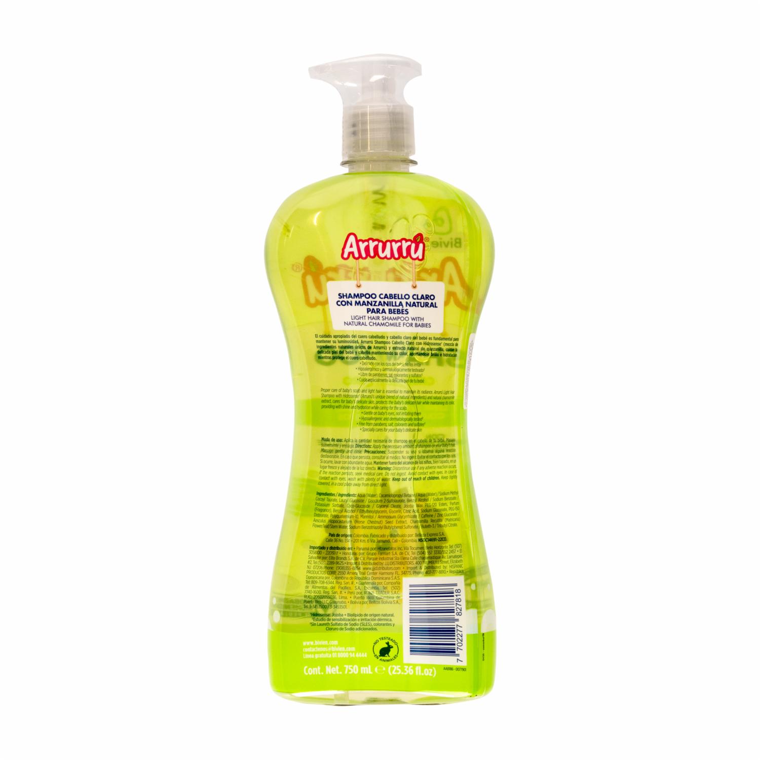 Shampoo Infantil Para Cabellos Claros ARRURRÚ 750 Ml - Imagen 2