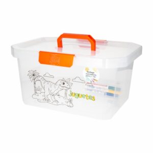 Caja Organizadora Con Manija Color Naranja Diseño Dinosaurio ESTRA 16 Litros